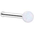 14k White Gold 2.5mm Synthetic Opal Ball Nose Ring