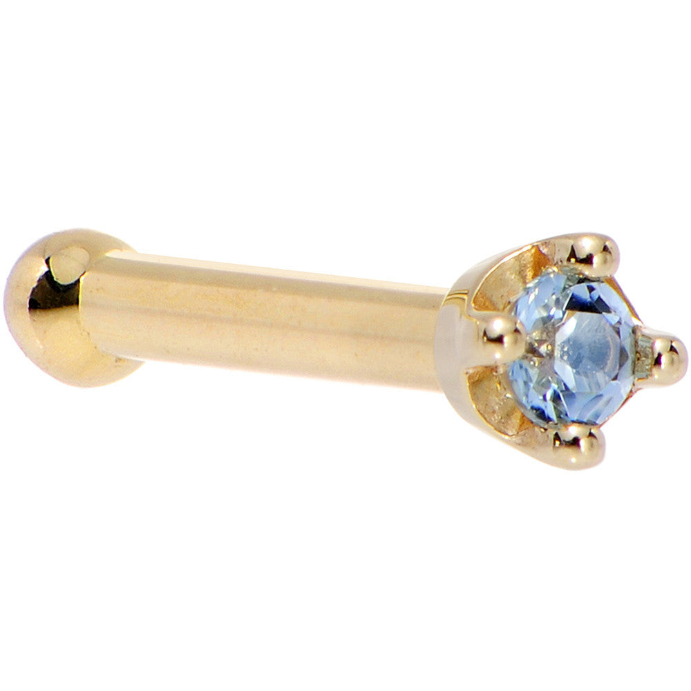 Solid 18K Yellow Gold 1.5mm Genuine Topaz Nose Ring