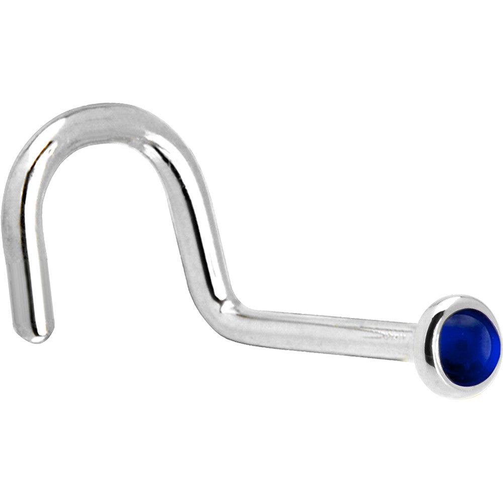 Solid 14K White Gold 2mm Genuine Sapphire Nose Ring