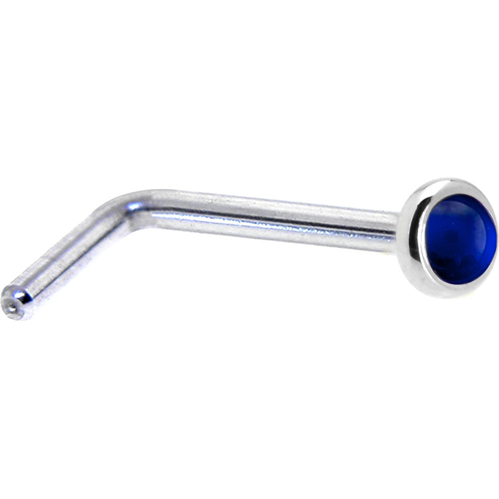 Solid 14K White Gold 2mm Genuine Sapphire Nose Ring