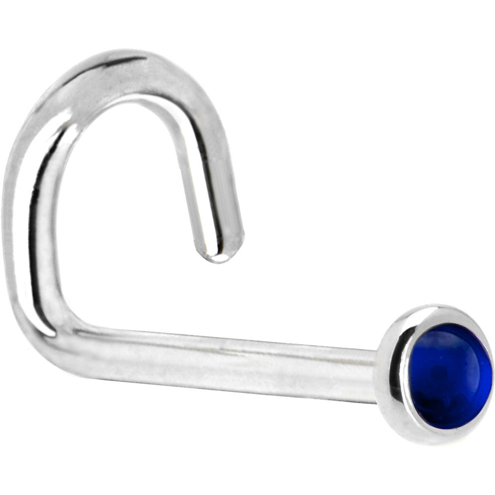 Solid 14K White Gold 2mm Genuine Sapphire Nose Ring