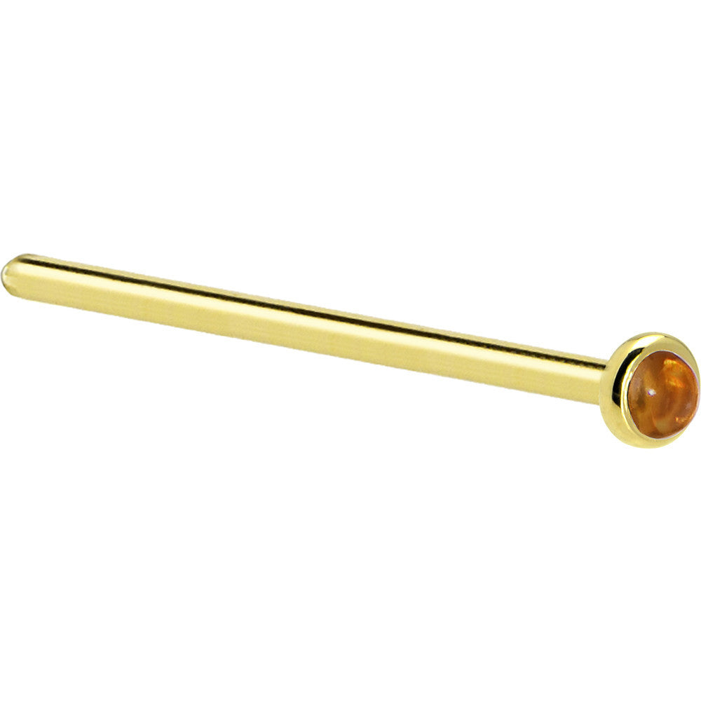 Solid 14K Yellow Gold  2mm Genuine Citrine Saffron Nose Ring