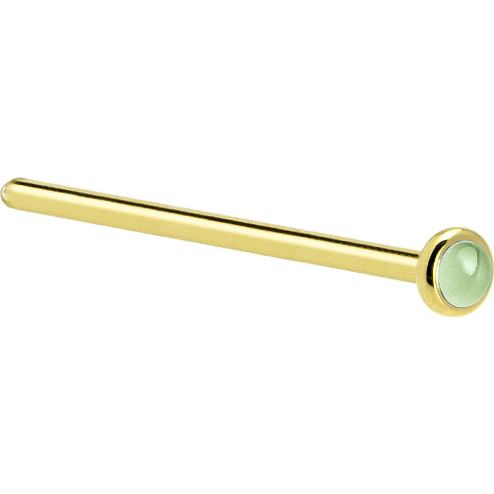 Solid 14K Yellow Gold 2mm Genuine Peridot Nose Ring