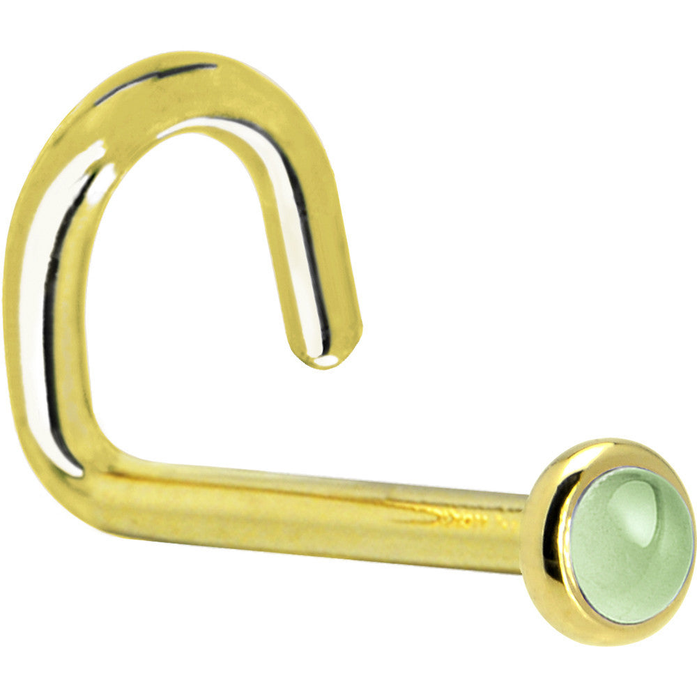 Solid 14K Yellow Gold 2mm Genuine Peridot Nose Ring