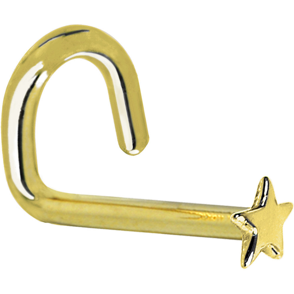 Solid 14K Yellow Gold Star Nose Ring