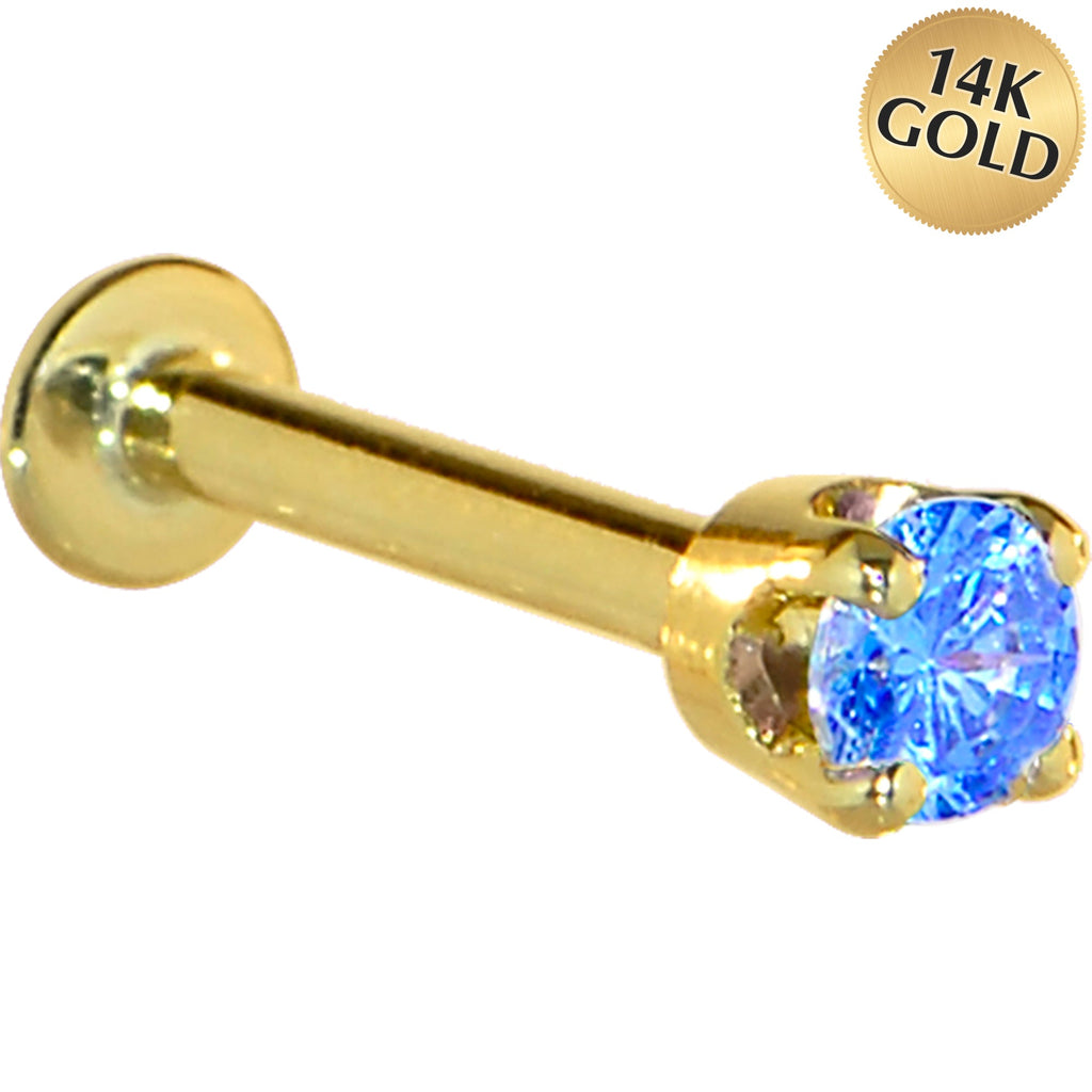 16G Solid 14K Yellow Gold 3mm Arctic Cubic Zirconia Tragus Earring Stud