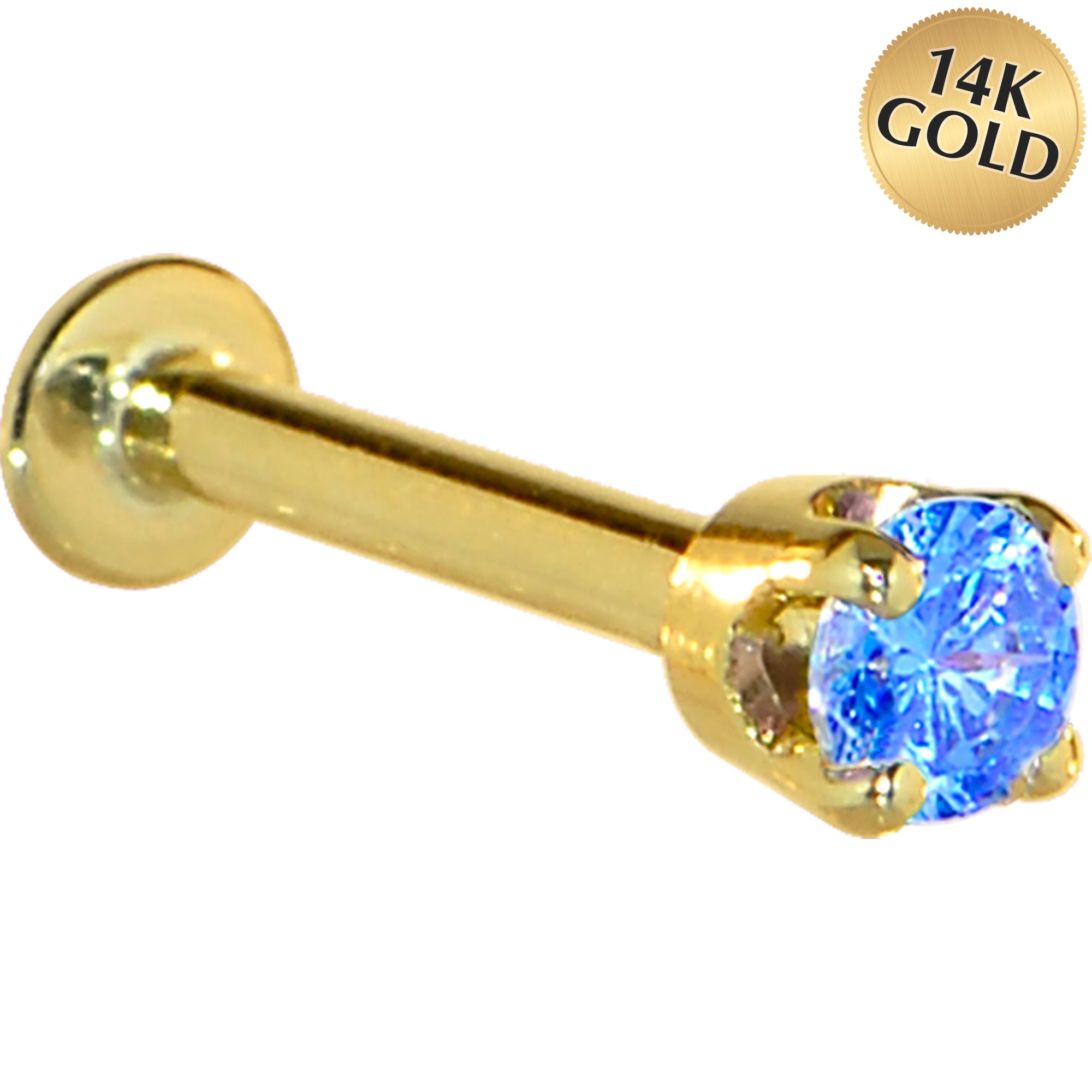 16G Solid 14K Yellow Gold 3mm Arctic Cubic Zirconia Tragus Earring Stud
