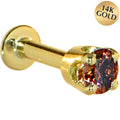16G Solid 14K Yellow Gold 3mm Brown Cubic Zirconia Tragus Earring Stud