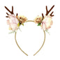 Luxury Christmas Antler Baby Girl Headbands Hair Accessories Xmas Deer Ear Flower Crown Hairband for Newborn Baby