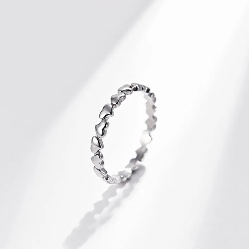 3mm Stainless Steel Heart Eternity Ring Wedding Band for Women Girl Size 5-11