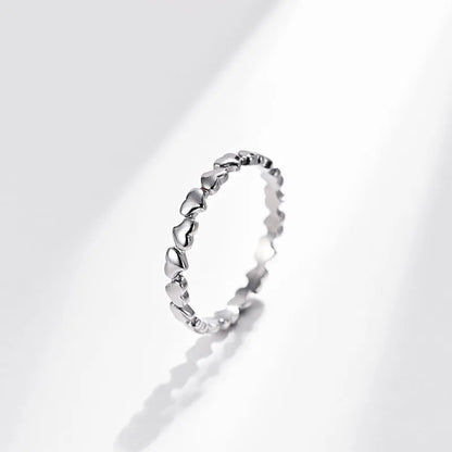 3mm Stainless Steel Heart Eternity Ring Wedding Band for Women Girl Size 5-11