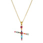 2024 New Hot Colourful Crystal AAA CZ 26 Capital Letters Pendant Necklace For Women Girl Gold Color Copper Initial Name Jewelry