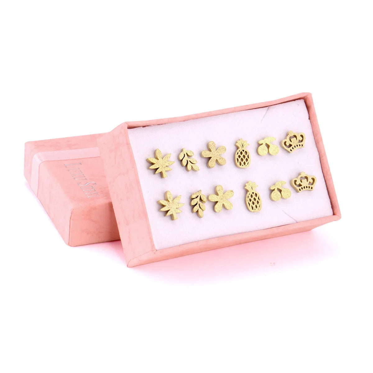 6 Pairs Vintage Stud Earrings Set for Women | Stainless Steel Snowflake Piercing