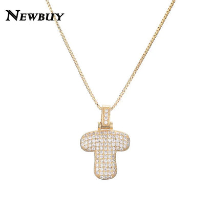 NEWBUY CZ Zirconia Crystal 26 A-Z Letters Pendant Necklace For Men Women Punk Initials Name Necklace Fashion Hip Hop Jewelry