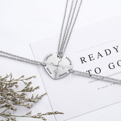 BFF Heart Shaped Friendship Birthstone Necklace with for 4 Friends