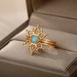 Stainless Steel Opal Finger Rings For Women Fashion Adjustable Couple Geometric Ring Handmade Aesthetic Jewelry Gift Anillos