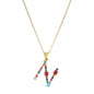 2024 New Hot Colourful Crystal AAA CZ 26 Capital Letters Pendant Necklace For Women Girl Gold Color Copper Initial Name Jewelry