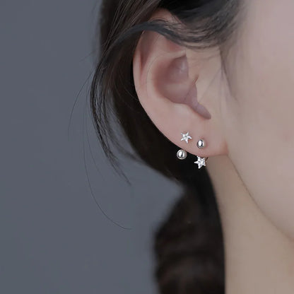 VENTFILLE 925 Silver Star Flash Crystal Summer Small Fresh Female 2022 New Trendy Personality Earrings