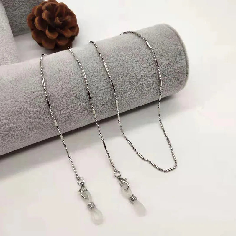 JWER Fashion Woman Sunglasses Chain Cylinder Bead Chain Anti-Falling Glasses Eyeglasses Cord Necklace Mask Chain for Women Gifts