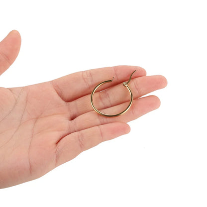 10pcs Black Open Earrings Circle Stainless Steel Earring Hooks 15-50mm Loop Base Ear Ring for DIY Jewelry Making Findings