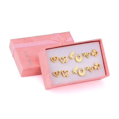 6 Pairs Vintage Stud Earrings Set for Women | Stainless Steel Snowflake Piercing