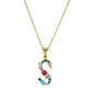 2024 New Hot Colourful Crystal AAA CZ 26 Capital Letters Pendant Necklace For Women Girl Gold Color Copper Initial Name Jewelry