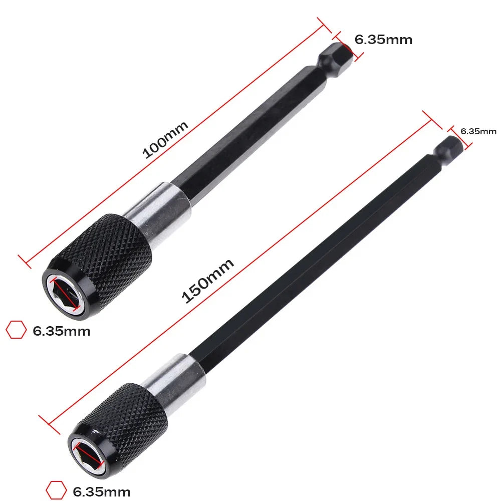 1/4 Inch Hex Shank Quick Release Screwdriver Bit Holder Extension Bar | 60mm 100mm 150mm
