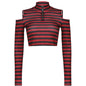 Goth Print Tops Stripe Cute T-Shirts Dark Academia Techwear Button Up V Neck Half Sleeve Sweat Shirts