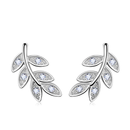 925 Sterling Silver Leaf Stud Earrings | Elegant Fine Jewelry for Women
