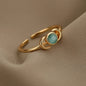 Fashion Opal Finger Rings For Women Stainless Steel Adjustable Couple Geometric Ring Handmade Aesthetic Jewelry Gift Anillos