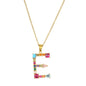 2024 New Hot Colourful Crystal AAA CZ 26 Capital Letters Pendant Necklace For Women Girl Gold Color Copper Initial Name Jewelry