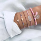 Boho Bangle For women Turtle Elephant Heart Shell Star Moon Bow Arrow Map Crystal Charm Bead Bracelet Set Bohemian Jewelry