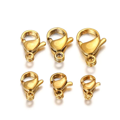 10pcs/lot Stainless Steel Lobster Clasp Hooks Bracelet Necklace Chain Connectors For DIY Jewelry Making Supplies Accessories