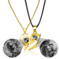 Flame Heart Shaped Custom Photo Projection Couples Necklaces