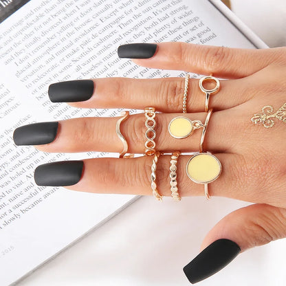 Fashion Geometric Knuckle Rings set For Women Crystal Gold color Finger Ring Boho Ladies wedding Jewelry Gift
