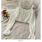 French Bandage Off Shoulder Ruffle Top Female Elegant Long Sleeve Shirt Y2k