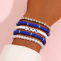 Fashion Rainbow Stackable Bracelets Set For Women Heart Charm Soft Clay Pottery Layering Beads Chain Bangle Female Boho Jewelry