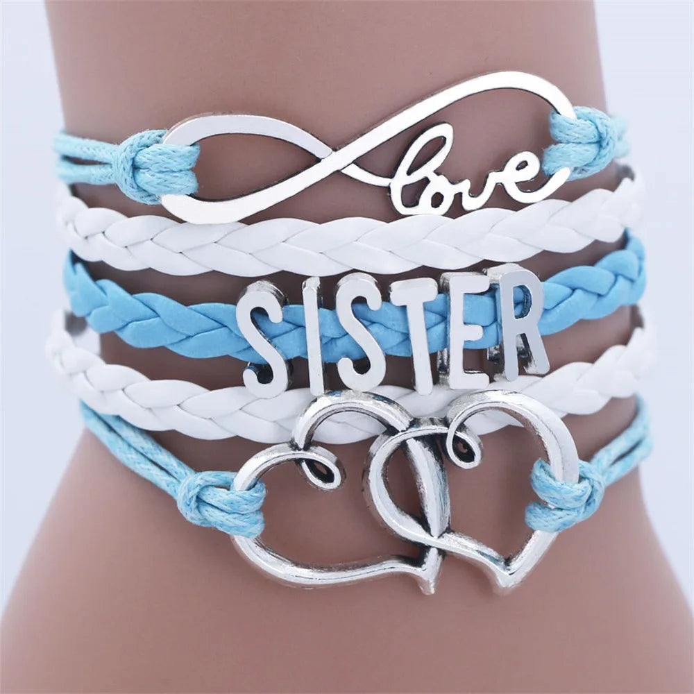 SISTER Kids Double Heart Chain Bracelet for Girls Friendship Bracelets Jewelry Multi-Layer Charm Bracelet Fashion Jewelry