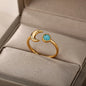 Stainless Steel Opal Finger Rings For Women Fashion Adjustable Couple Geometric Ring Handmade Aesthetic Jewelry Gift Anillos