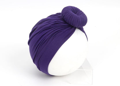 Newborn Toddler Kids Turban Cotton Beanie Hat Winter Cap Knot Solid Soft Sleeping Caps For Kids