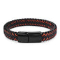 Handmade Luxury Modern Leather Black Blue Braided Leather Bracelet for Men Stainless Steel Design