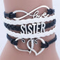 SISTER Kids Double Heart Chain Bracelet for Girls Friendship Bracelets Jewelry Multi-Layer Charm Bracelet Fashion Jewelry