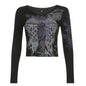 Grunge Tshirts Fairycore Harajuku Graphic Print Gray Cute Casual Tshirts Streetwear Tops