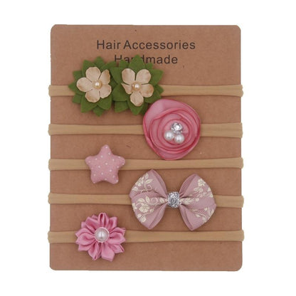 Handmade Set Baby Headband Solid Knot Flower Hair Bow Kids Nylon Elastic Soft Hair Bands Handmade For Girls Hair Accessories