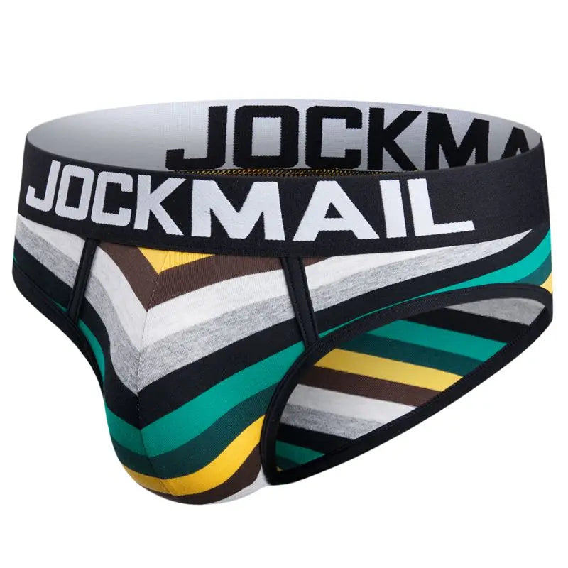 Jockmail Gay Underwear Men Briefs Sexy Transparent Mesh Underpant Rainbow colors , Breathable Shorts calzoncillos hombre slip