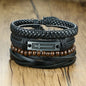 Vnox Mix 4Pcs/ Set Braided Wrap Leather Bracelets for Men Women