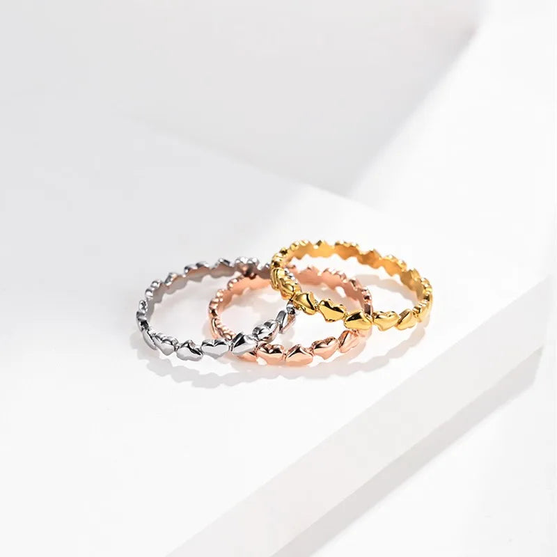 3mm Stainless Steel Heart Eternity Ring Wedding Band for Women Girl Size 5-11