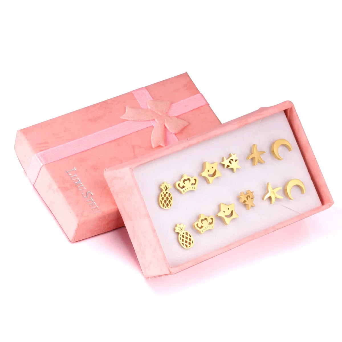 6 Pairs Vintage Stud Earrings Set for Women | Stainless Steel Snowflake Piercing