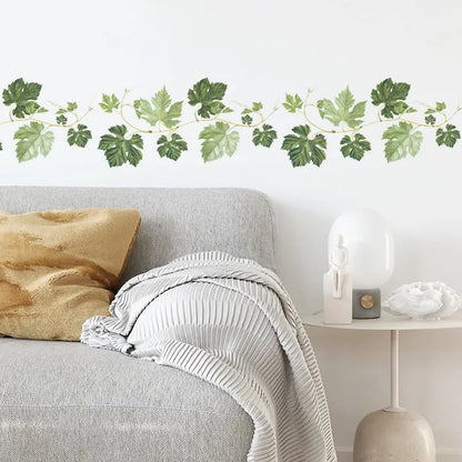 Green Leaf Vine Wall Sticker | Modern Home Decor Mural for Bedroom Living Room