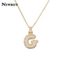 NEWBUY CZ Zirconia Crystal 26 A-Z Letters Pendant Necklace For Men Women Punk Initials Name Necklace Fashion Hip Hop Jewelry